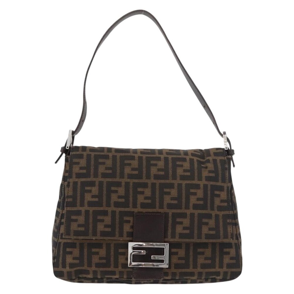 Fendi Zucca Mamma Baguette Shoulder Bag Black